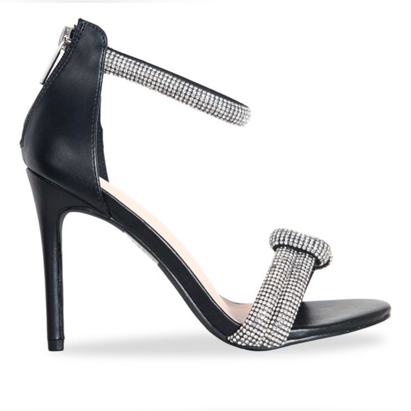 Drew Embellished Knot Stiletto Sandals Black high heels - Picture 2 of 3